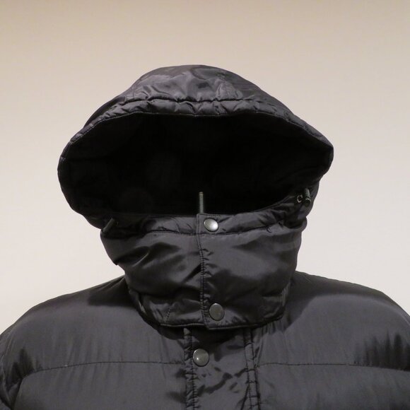 Men Large Black Puffer Jacket Eddie Bauer Goose Down Hood Lightweight Quilted - Picture 12 of 16